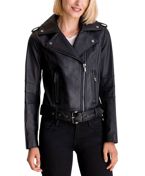 michael kors moto leather jacket macy's